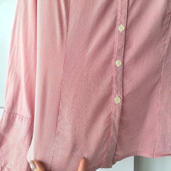 H&M Red Pinstripe Button-Up Shirt – Size 6 - Picture 3 of 4